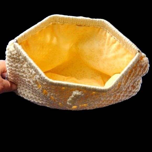 Vintage Macrame Crochet Off-White Clutch Purse Bag - Picture 3 of 8